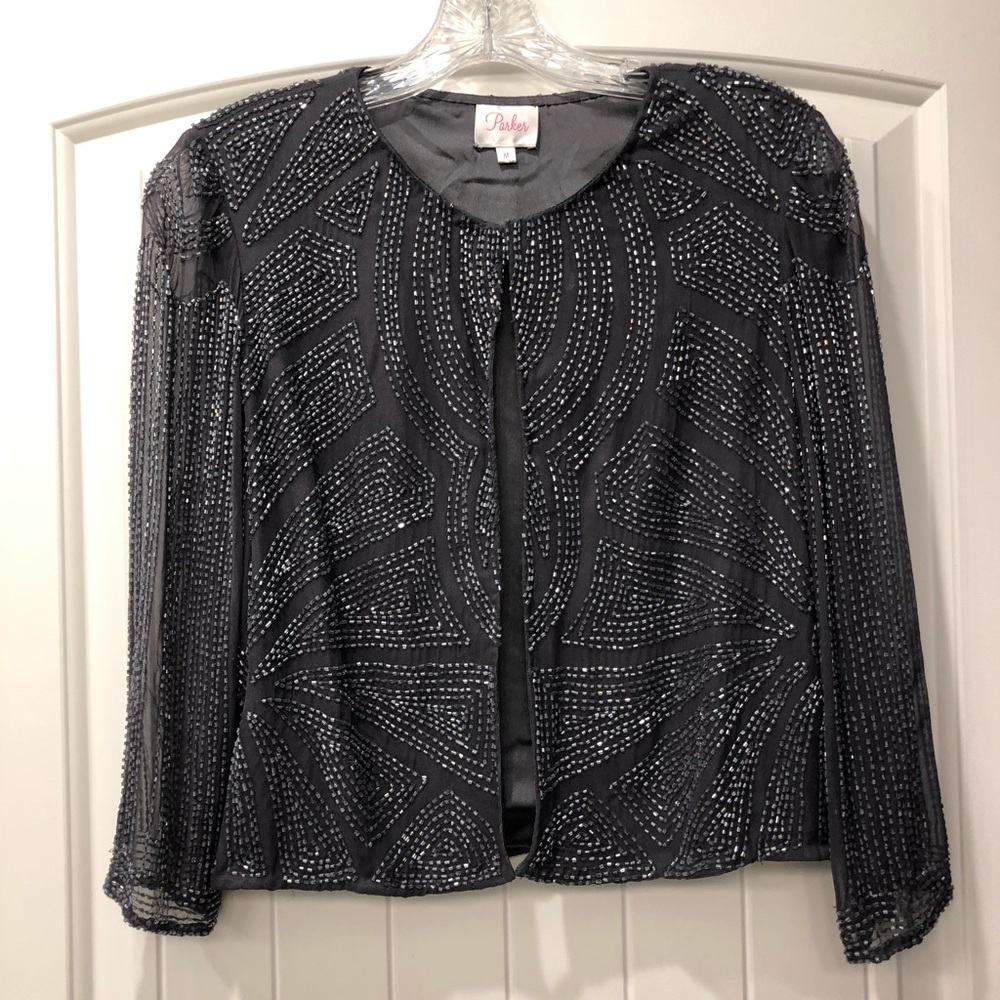 Beaded Parker jacket with cape closure- Size M